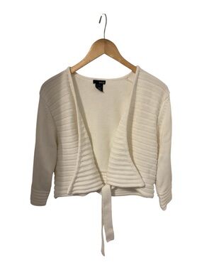 Kenzie Open Front Tie 3/4 Sleeve Cardigan Women's Size L Cream